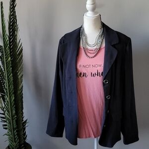 Cato navy blue notched collar button down jacket